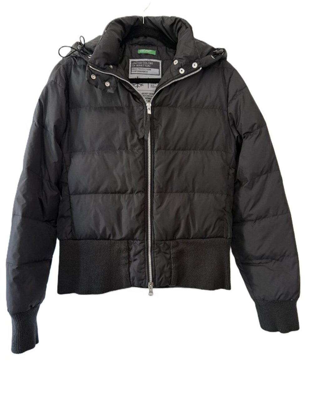 United Colors of Benetton 70% Down Hooded Puffer Jacket Black Size M